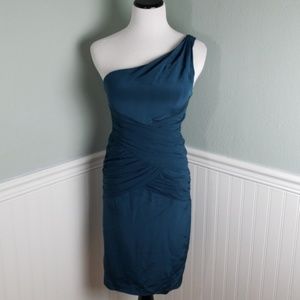 Nicole Miller Grecian One Shoulder Fitted Dress
